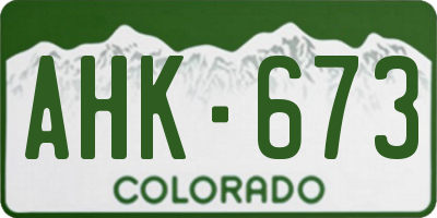 CO license plate AHK673