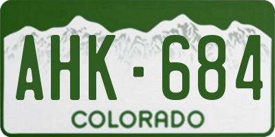 CO license plate AHK684