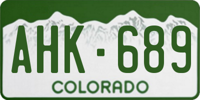 CO license plate AHK689