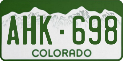 CO license plate AHK698