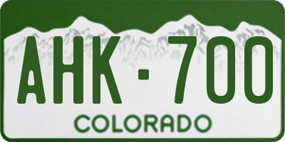 CO license plate AHK700