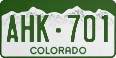 CO license plate AHK701