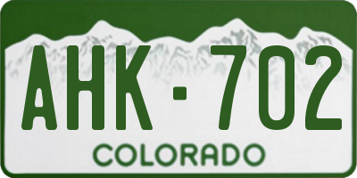 CO license plate AHK702