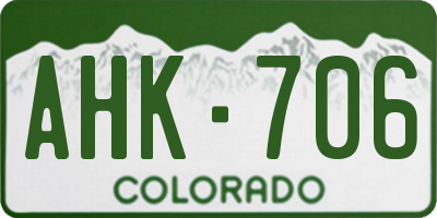 CO license plate AHK706