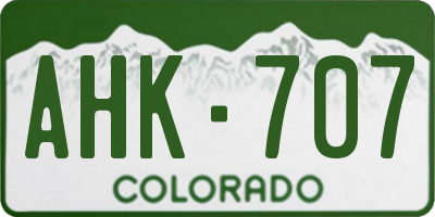 CO license plate AHK707