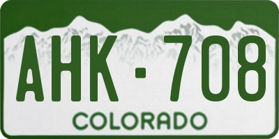 CO license plate AHK708