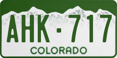 CO license plate AHK717