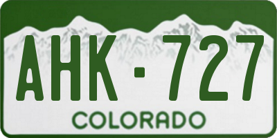 CO license plate AHK727