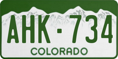 CO license plate AHK734