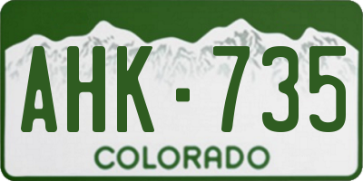 CO license plate AHK735