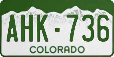 CO license plate AHK736