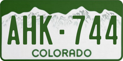 CO license plate AHK744
