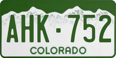 CO license plate AHK752