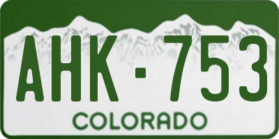 CO license plate AHK753