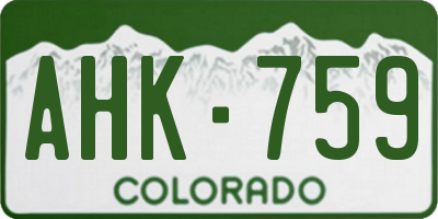CO license plate AHK759