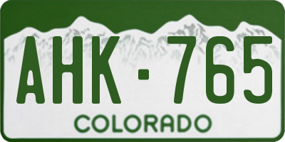 CO license plate AHK765