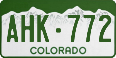 CO license plate AHK772