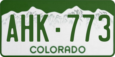 CO license plate AHK773