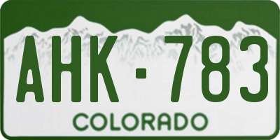 CO license plate AHK783