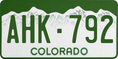 CO license plate AHK792