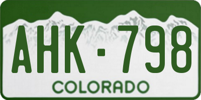 CO license plate AHK798