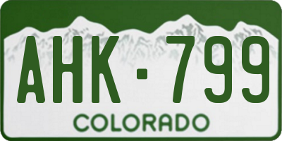 CO license plate AHK799