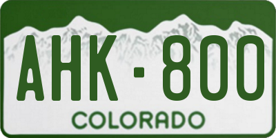 CO license plate AHK800