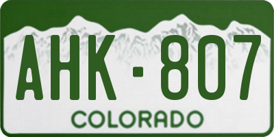 CO license plate AHK807