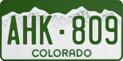 CO license plate AHK809