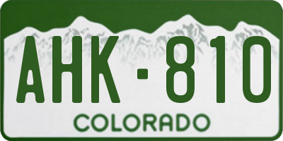 CO license plate AHK810