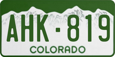 CO license plate AHK819