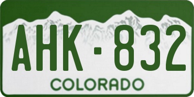 CO license plate AHK832