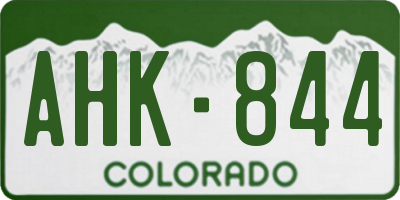 CO license plate AHK844