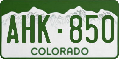 CO license plate AHK850
