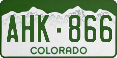 CO license plate AHK866
