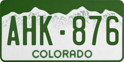 CO license plate AHK876