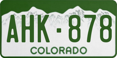 CO license plate AHK878