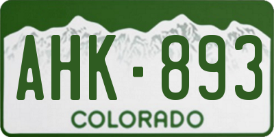 CO license plate AHK893