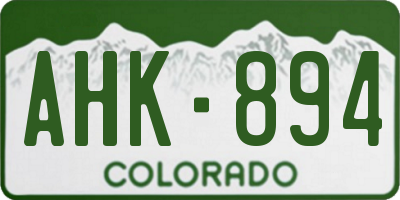 CO license plate AHK894