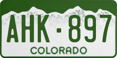 CO license plate AHK897