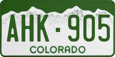 CO license plate AHK905