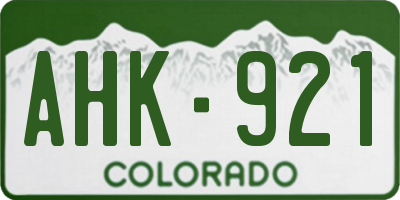 CO license plate AHK921