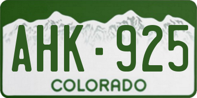CO license plate AHK925
