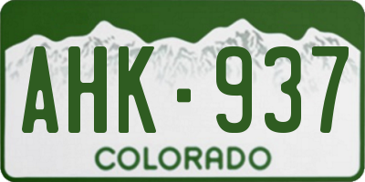 CO license plate AHK937