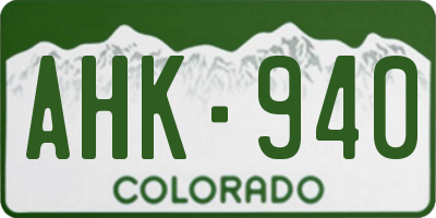 CO license plate AHK940