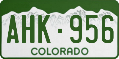 CO license plate AHK956