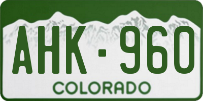 CO license plate AHK960