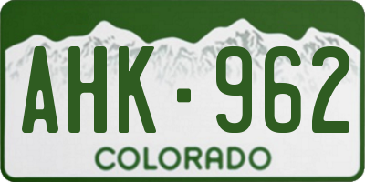 CO license plate AHK962
