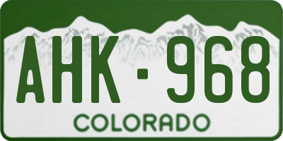 CO license plate AHK968
