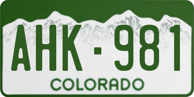 CO license plate AHK981